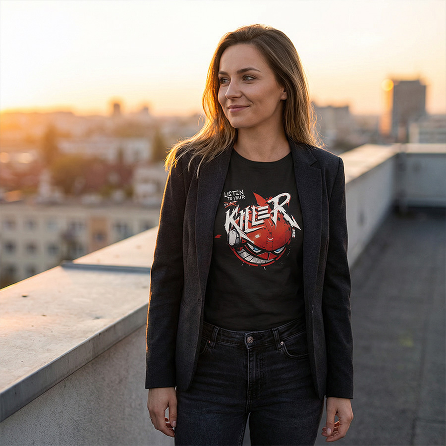 T-Shirt damski Listen To Your Killer - White